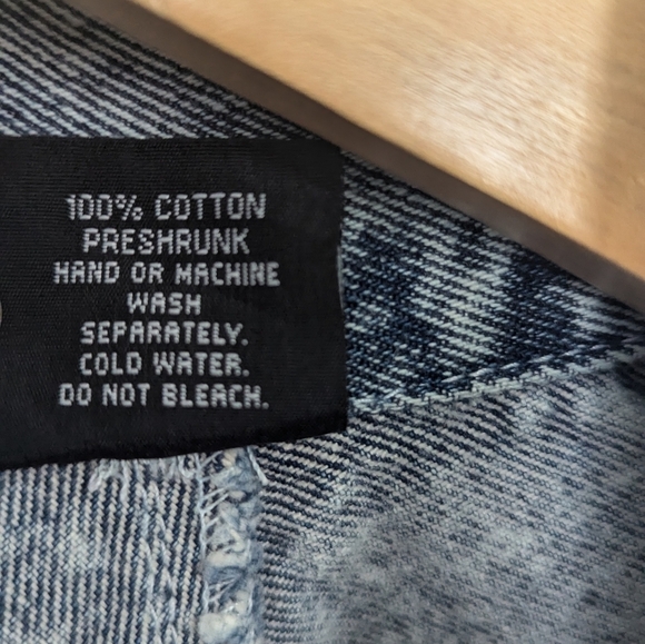 Vtg 80sEunina U.S.A. Acid Wash Jeans Jacket Copped Size L - Picture 7 of 14